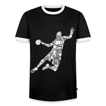 Handball Handballer Handballspieler Männer - Männer Kontrast-T-Shirt - Schwarz/Weiß - Vorne - AI Model Female 172 light (172cm) & AI Model Male 178 light (178cm)