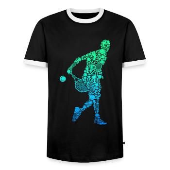 Tennis Tennisspieler Herren Jungen Kinder - Männer Kontrast-T-Shirt - Schwarz/Weiß - Vorne - AI Model Female 172 light (172cm) & AI Model Male 178 light (178cm)