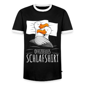 Offizielles Schlafshirt Möwe Moin Möwen - Männer Kontrast-T-Shirt - Schwarz/Weiß - Vorne - AI Model Female 172 light (172cm) & AI Model Male 178 light (178cm)