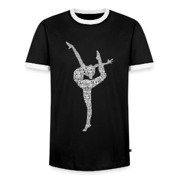 Gymnaste Gymnastique Gymnastique Dames Enfants Filles - T-shirt contrasté Homme - noir/blanc - Devant - AI Model Female 172 light (172cm) & AI Model Male 178 light (178cm)