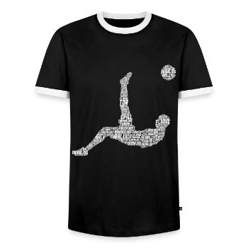 Fußball Fußballer Kinder Jungen - Männer Kontrast-T-Shirt - Schwarz/Weiß - Vorne - AI Model Female 172 light (172cm) & AI Model Male 178 light (178cm)