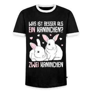 Kaninchen Hasen Haustier Hase - Männer Kontrast-T-Shirt - Schwarz/Weiß - Vorne - AI Model Female 172 light (172cm) & AI Model Male 178 light (178cm)