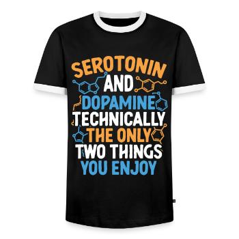 Neurologie Serotonin Dopamin - Männer Kontrast-T-Shirt - Schwarz/Weiß - Vorne - AI Model Female 172 light (172cm) & AI Model Male 178 light (178cm)