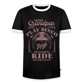Biker Opa Motorrad Motorradfahrer - Männer Kontrast-T-Shirt - Schwarz/Weiß - Vorne - AI Model Female 172 light (172cm) & AI Model Male 178 light (178cm)