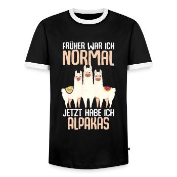 Alpaka Lama Alpaka Llama - Männer Kontrast-T-Shirt - Schwarz/Weiß - Vorne - AI Model Female 172 light (172cm) & AI Model Male 178 light (178cm)
