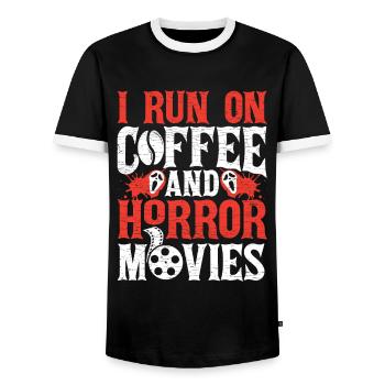 Halloween Horrorfilm Geschenk - Männer Kontrast-T-Shirt - Schwarz/Weiß - Vorne - AI Model Female 172 light (172cm) & AI Model Male 178 light (178cm)