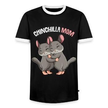 Chinchilla Mama Femmes - T-shirt contrasté Homme - noir/blanc - Devant - AI Model Female 172 light (172cm) & AI Model Male 178 light (178cm)