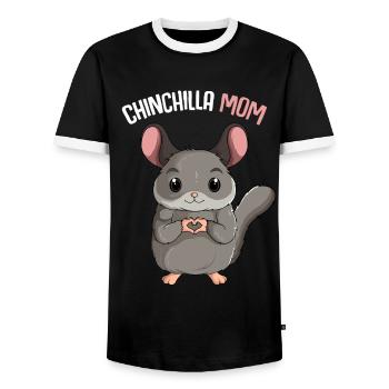 Chinchilla Mama Mom Nagetier Frauen - Männer Kontrast-T-Shirt - Schwarz/Weiß - Vorne - AI Model Female 172 light (172cm) & AI Model Male 178 light (178cm)