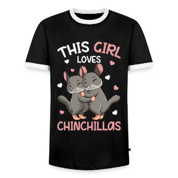 Chinchilla Fille - T-shirt contrasté Homme - noir/blanc - Devant - AI Model Female 172 light (172cm) & AI Model Male 178 light (178cm)