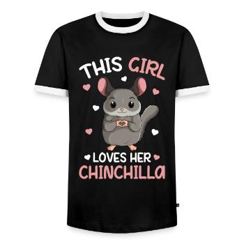Chinchilla Mädchen Kinder - Männer Kontrast-T-Shirt - Schwarz/Weiß - Vorne - AI Model Female 172 light (172cm) & AI Model Male 178 light (178cm)