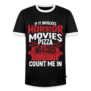 Halloween Geschenk Horrorfilme - Männer Kontrast-T-Shirt - Schwarz/Weiß - Vorne - AI Model Female 172 light (172cm) & AI Model Male 178 light (178cm)