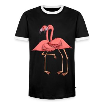Flamingo Kinder Damen Mädchen - Männer Kontrast-T-Shirt - Schwarz/Weiß - Vorne - AI Model Female 172 light (172cm) & AI Model Male 178 light (178cm)