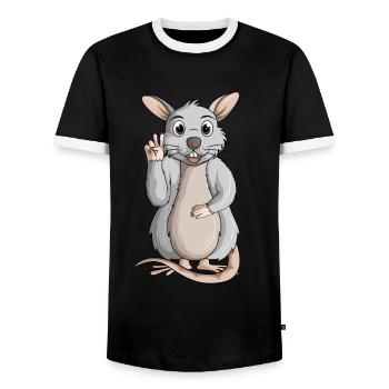 Rats Domestic Rats Rat Ladies Kids Girls - Men's Ringer Shirt - black/white - Front - AI Model Female 172 light (172cm) & AI Model Male 178 light (178cm)