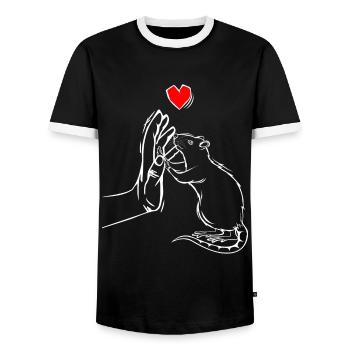 Rats Domestic Rats Rat Children Girls Boys - Men's Ringer Shirt - black/white - Front - AI Model Female 172 light (172cm) & AI Model Male 178 light (178cm)