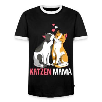 Katzenmama Katzen Mama Katze Damen - Männer Kontrast-T-Shirt - Schwarz/Weiß - Vorne - AI Model Female 172 light (172cm) & AI Model Male 178 light (178cm)