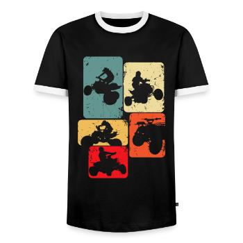Quad ATV Quad Kinder Jungen Männer - Männer Kontrast-T-Shirt - Schwarz/Weiß - Vorne - AI Model Female 172 light (172cm) & AI Model Male 178 light (178cm)