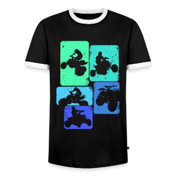 Quad ATV Quad Kinder Jungen Männer - Männer Kontrast-T-Shirt - Schwarz/Weiß - Vorne - AI Model Female 172 light (172cm) & AI Model Male 178 light (178cm)