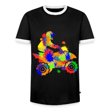 Quad Fahrer Offroad ATV Quad Biker Kinder Jungen - Männer Kontrast-T-Shirt - Schwarz/Weiß - Vorne - AI Model Female 172 light (172cm) & AI Model Male 178 light (178cm)