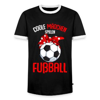 Coole Mädchen spielen Fußball Fußballerin - Männer Kontrast-T-Shirt - Schwarz/Weiß - Vorne - AI Model Female 172 light (172cm) & AI Model Male 178 light (178cm)