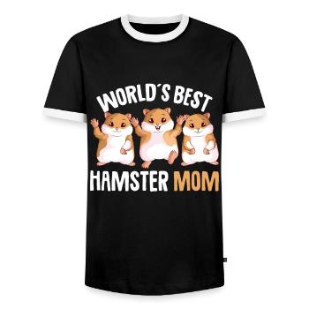 Hamster Mama - Männer Kontrast-T-Shirt - Schwarz/Weiß - Vorne - AI Model Female 172 light (172cm) & AI Model Male 178 light (178cm)