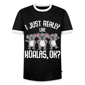 Koala Lovers - Men's Ringer Shirt - black/white - Front - AI Model Female 172 light (172cm) & AI Model Male 178 light (178cm)