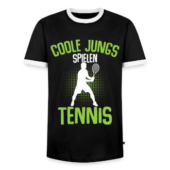 Coole Jungs spielen Tennis Tennisspieler Kinder - Männer Kontrast-T-Shirt - Schwarz/Weiß - Vorne - AI Model Female 172 light (172cm) & AI Model Male 178 light (178cm)