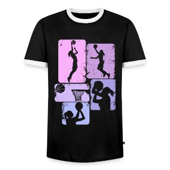 Basketball joueur de basket-ball filles enfants femmes - T-shirt contrasté Homme - noir/blanc - Devant - AI Model Female 172 light (172cm) & AI Model Male 178 light (178cm)