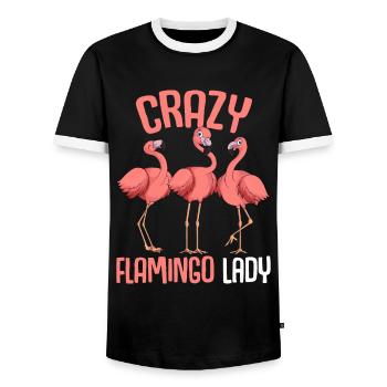 Flamingo ladies - Men's Ringer Shirt - black/white - Front - AI Model Female 172 light (172cm) & AI Model Male 178 light (178cm)