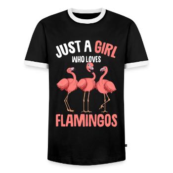 Flamingo Mädchen - Männer Kontrast-T-Shirt - Schwarz/Weiß - Vorne - AI Model Female 172 light (172cm) & AI Model Male 178 light (178cm)