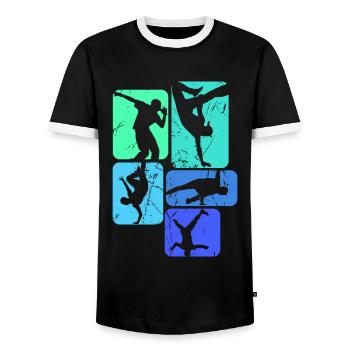 Breakdance Breakdancer Breakdancing Kinder Jungen - Männer Kontrast-T-Shirt - Schwarz/Weiß - Vorne - AI Model Female 172 light (172cm) & AI Model Male 178 light (178cm)