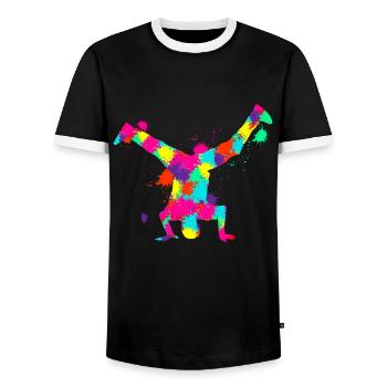 Breakdance Breakdancer Breakdancing Kinder Jungen - Männer Kontrast-T-Shirt - Schwarz/Weiß - Vorne - AI Model Female 172 light (172cm) & AI Model Male 178 light (178cm)