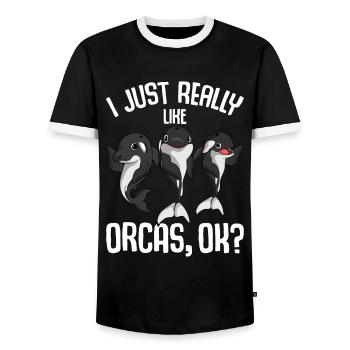 Orca Kinder Junge - Männer Kontrast-T-Shirt - Schwarz/Weiß - Vorne - AI Model Female 172 light (172cm) & AI Model Male 178 light (178cm)