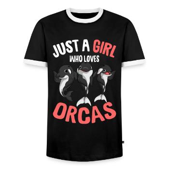 Fille orque - T-shirt contrasté Homme - noir/blanc - Devant - AI Model Female 172 light (172cm) & AI Model Male 178 light (178cm)