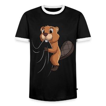 Castor Enfants Garçons Filles - T-shirt contrasté Homme - noir/blanc - Devant - AI Model Female 172 light (172cm) & AI Model Male 178 light (178cm)