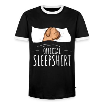 Dogue de Bordeaux Chemise de couchage pour chien - T-shirt contrasté Homme - noir/blanc - Devant - AI Model Female 172 light (172cm) & AI Model Male 178 light (178cm)