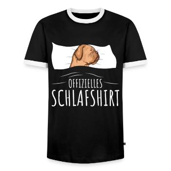 Schlafshirt Bordeauxdogge Dogue de Bordeaux - Männer Kontrast-T-Shirt - Schwarz/Weiß - Vorne - AI Model Female 172 light (172cm) & AI Model Male 178 light (178cm)