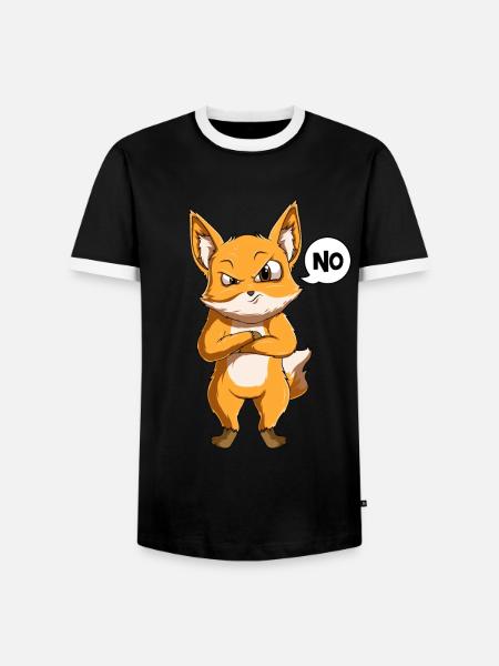 Fuchs Kinder Jungen - Männer Kontrast-T-Shirt - Schwarz/Weiß