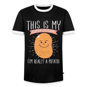 Kartoffeln lustiger Spruch - Männer Kontrast-T-Shirt - Schwarz/Weiß - Vorne - AI Model Female 172 light (172cm) & AI Model Male 178 light (178cm)