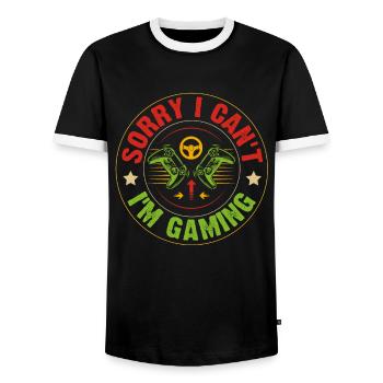 Sorry I Can t I m Gaming - Männer Kontrast-T-Shirt - Schwarz/Weiß - Vorne - AI Model Female 172 light (172cm) & AI Model Male 178 light (178cm)
