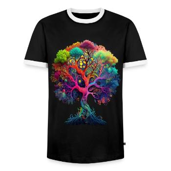 Tree of Life Celtic Nordic Nature Conservation Forest - Men's Ringer Shirt - black/white - Front - AI Model Female 172 light (172cm) & AI Model Male 178 light (178cm)