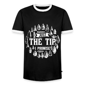 Arrowhead Hunter Speerspitzen Pfeilspitze - Männer Kontrast-T-Shirt - Schwarz/Weiß - Vorne - AI Model Female 172 light (172cm) & AI Model Male 178 light (178cm)
