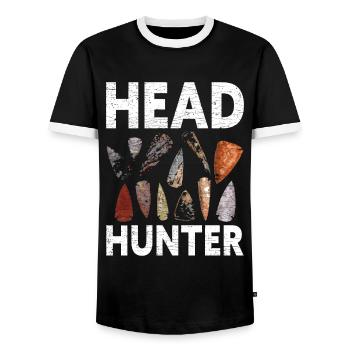 Pfeilspitze Arrowhead Hunter - Männer Kontrast-T-Shirt - Schwarz/Weiß - Vorne - AI Model Female 172 light (172cm) & AI Model Male 178 light (178cm)