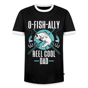 Angler Papa Geschenk Angeln - Männer Kontrast-T-Shirt - Schwarz/Weiß - Vorne - AI Model Female 172 light (172cm) & AI Model Male 178 light (178cm)