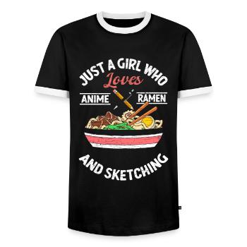 Ramen Anime Mädchen Geschenk - Männer Kontrast-T-Shirt - Schwarz/Weiß - Vorne - AI Model Female 172 light (172cm) & AI Model Male 178 light (178cm)