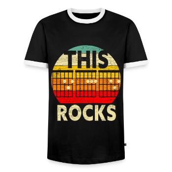 Papa Musiker Geschenk Bassgitarre Rock Musik - Männer Kontrast-T-Shirt - Schwarz/Weiß - Vorne - AI Model Female 172 light (172cm) & AI Model Male 178 light (178cm)