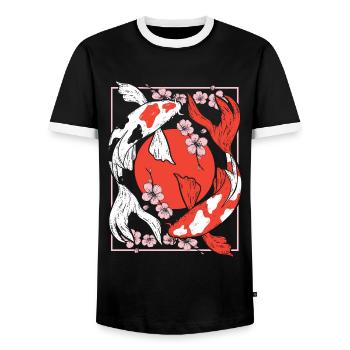 Koi Carp Fisch Japan Geschenk - Männer Kontrast-T-Shirt - Schwarz/Weiß - Vorne - AI Model Female 172 light (172cm) & AI Model Male 178 light (178cm)