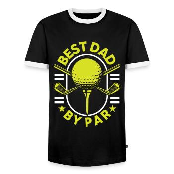 Golfspieler Golfer Papa Golf - Männer Kontrast-T-Shirt - Schwarz/Weiß - Vorne - AI Model Female 172 light (172cm) & AI Model Male 178 light (178cm)