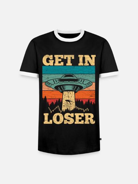Retro Ufo Alien - Männer Kontrast-T-Shirt - Schwarz/Weiß
