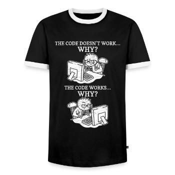 Programmierer Coder Informatiker - Männer Kontrast-T-Shirt - Schwarz/Weiß - Vorne - AI Model Female 172 light (172cm) & AI Model Male 178 light (178cm)