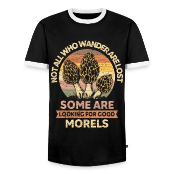 Pilzesammler Pilze Morchel - Männer Kontrast-T-Shirt - Schwarz/Weiß - Vorne - AI Model Female 172 light (172cm) & AI Model Male 178 light (178cm)